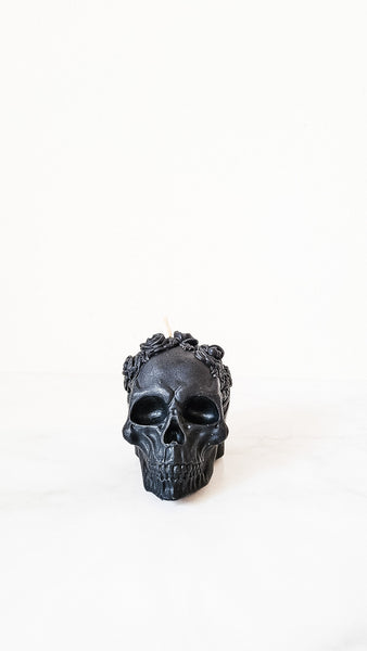 Floral Skull Beeswax Candle